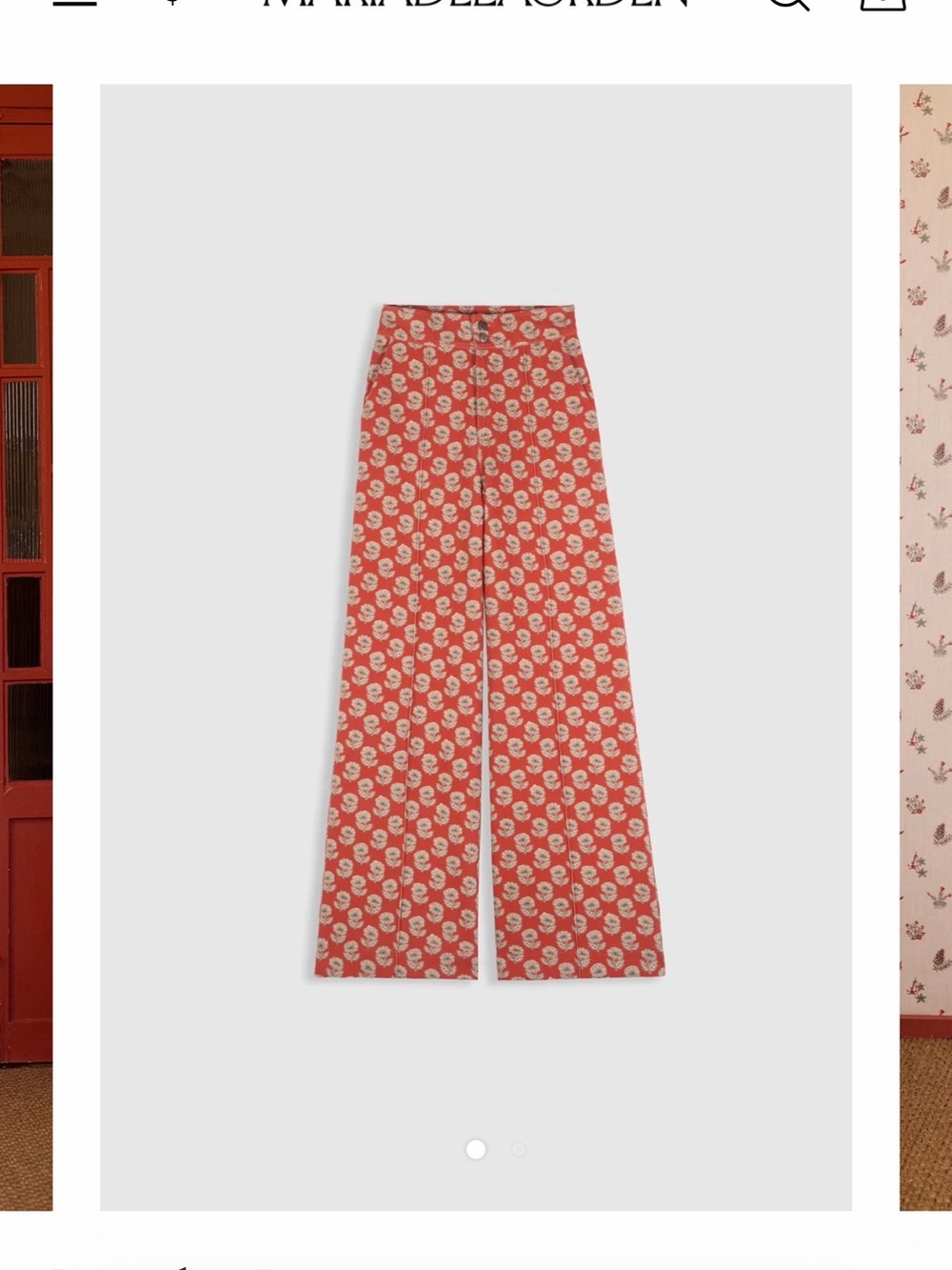 MARIA DE LA ORDEN Douglas Pants – Red Floral Cotton Denim – Sz 38 NWT